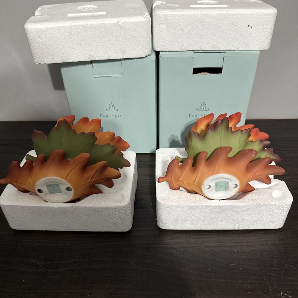 Partylite Whispering Leaves Tealight Trio Fall Thanksgiving Candle Holder P8535U - Picture 4 of 5